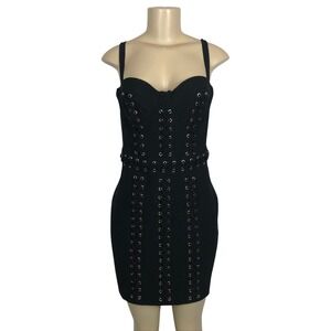 Bebe‎ x Naven Gothic Lace Up Bustier Mini Dress Size 8 Party Y2K Rave Goth Sexy